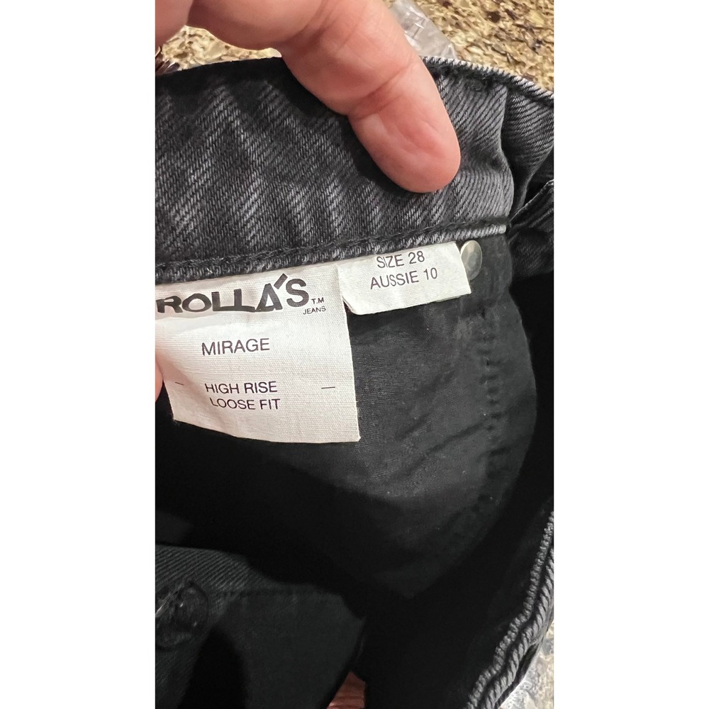 Rollas NWT Mirage High Rise Loose Fit Denim Shorts Washed Black Raw Hem 28 - Picture 5 of 10